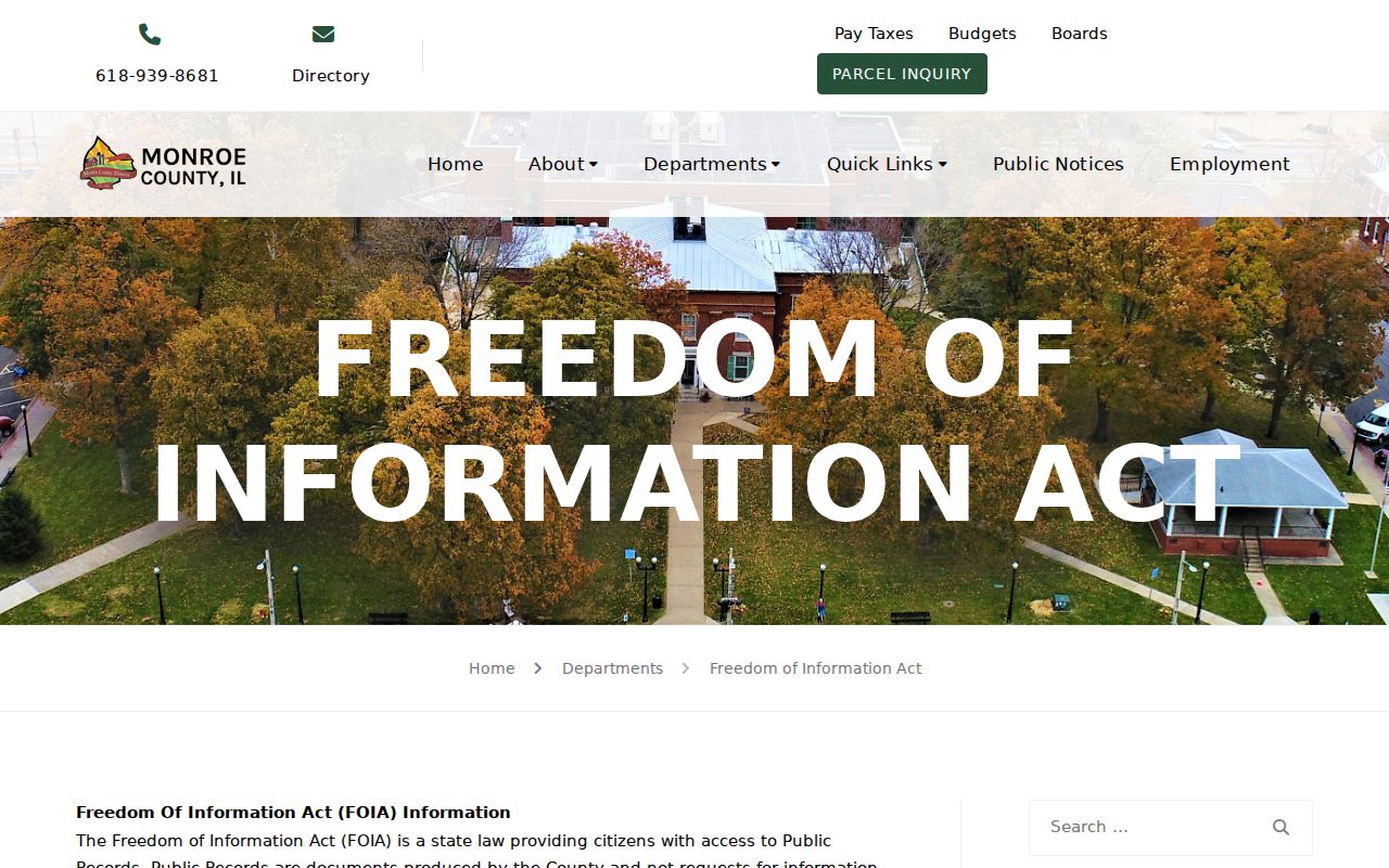 Monroe County Illinois FOIA request page and public records contact