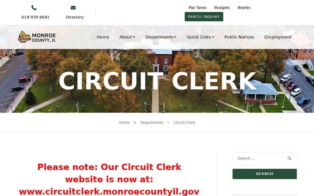 Monroe County Circuit Clerk page with court docket and case access links