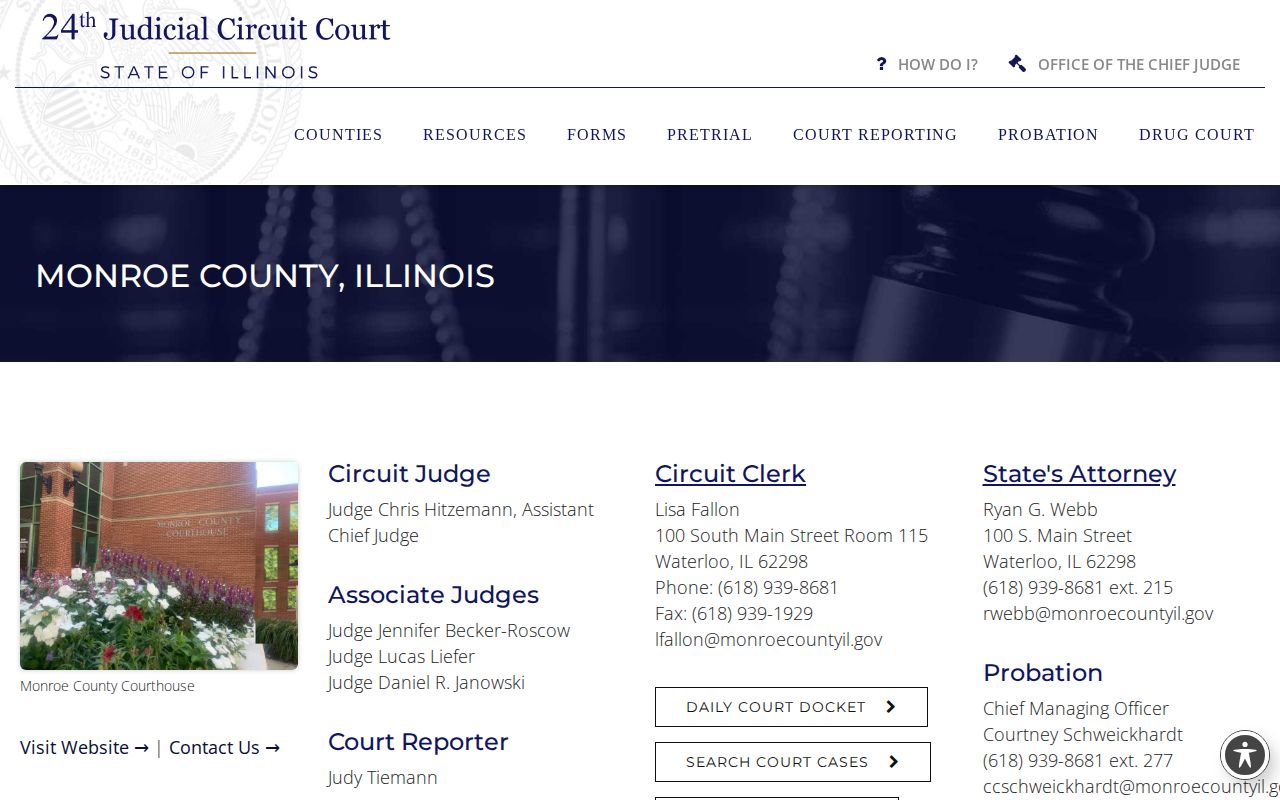 Monroe County criminal court offices in the 24th Judicial Circuit