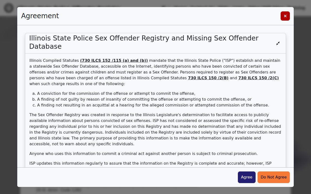 Monroe County sex offender registry search on Illinois State Police website