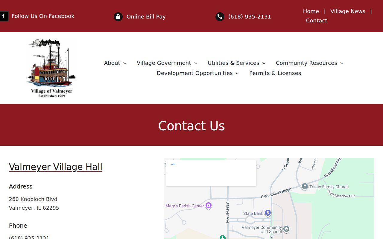 Valmeyer criminal history records contact at Village Hall