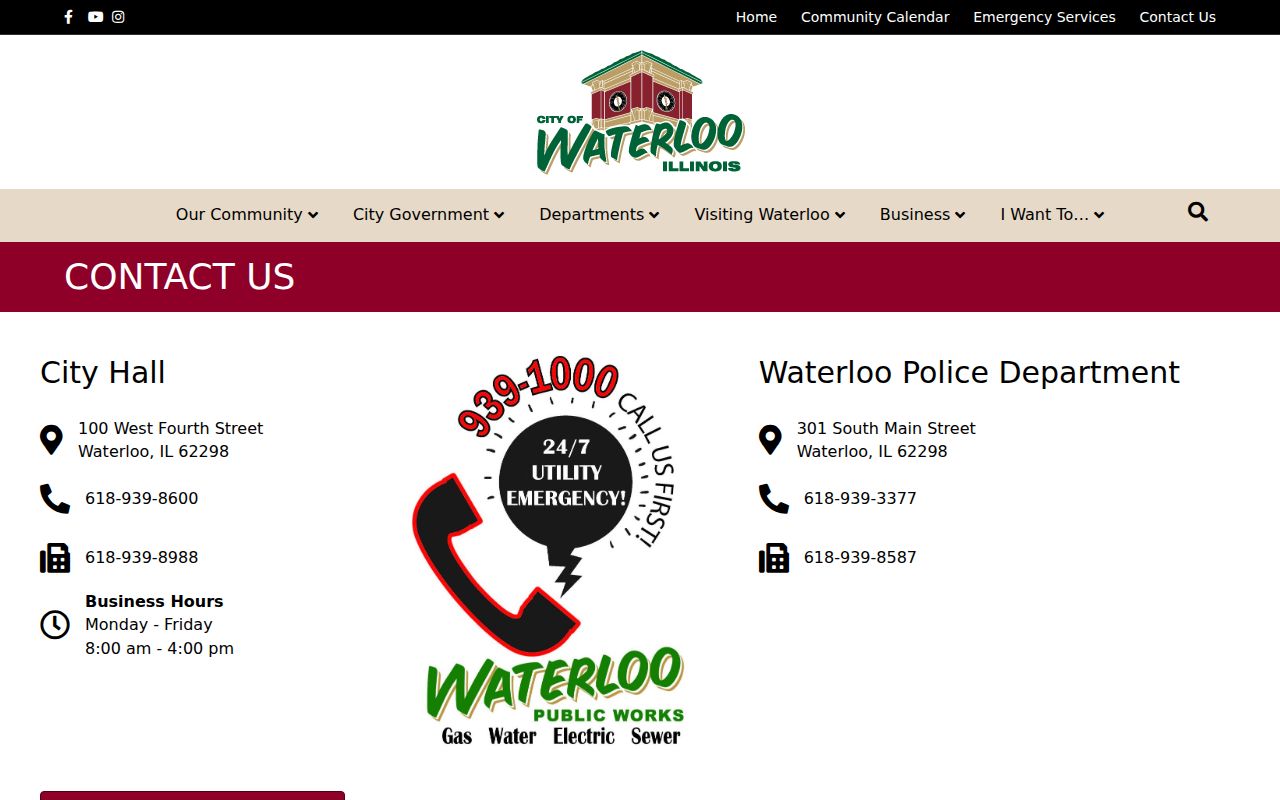Waterloo City Hall address compared with Waterloo criminal history police records office