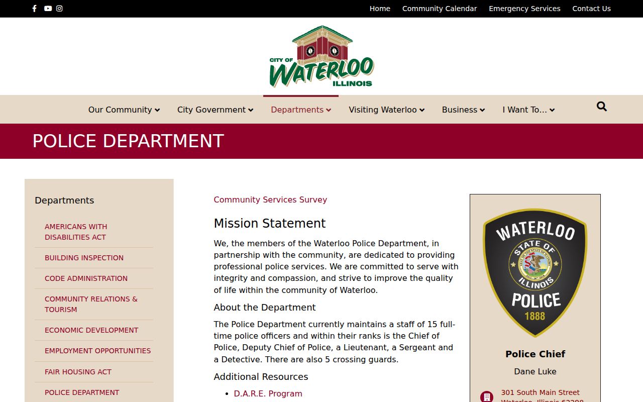 Waterloo criminal history records at Waterloo Police Department